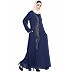 Umbrella abaya with simple stonework- Navy Blue